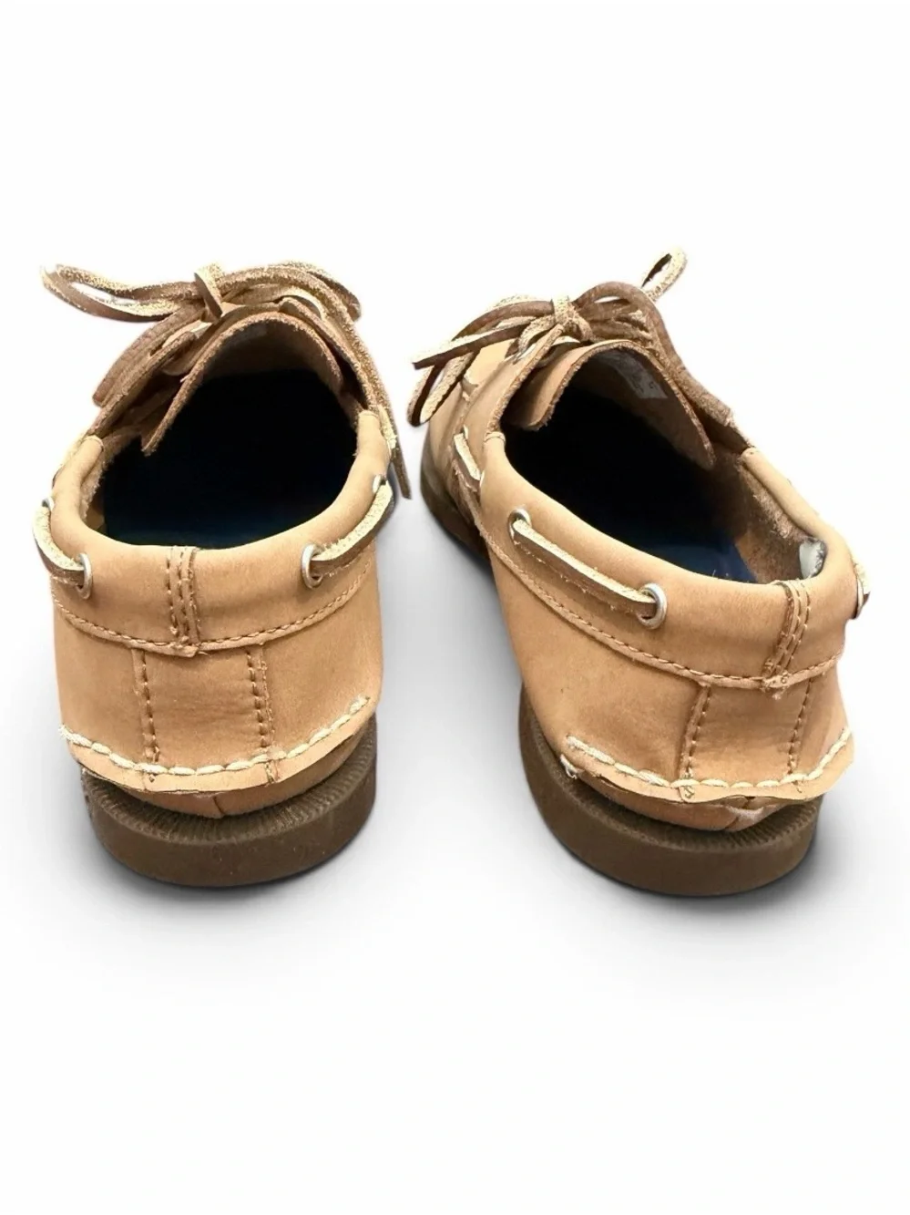 Sperry Kids Tan Boat Shoes with Blue Insole